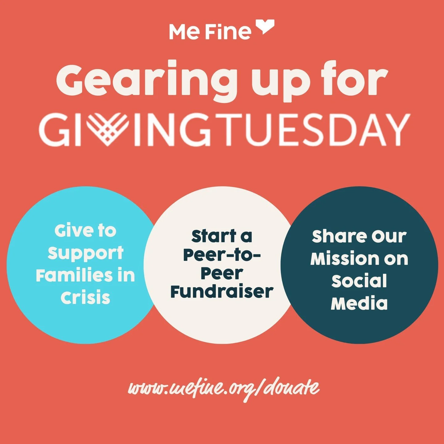 We&rsquo;re gearing up for Giving Tuesday. This season, you can make a real difference for families walking through medical crises.

Here are three powerful ways to support Me Fine:

Give to support families in crisis. Become a Dream Team donor (mefi