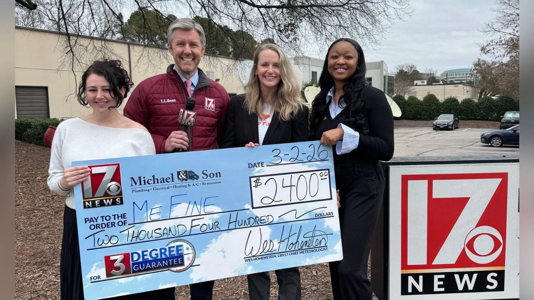 Me Fine as CBS 17 Cares 3° Guarantee Partner - February