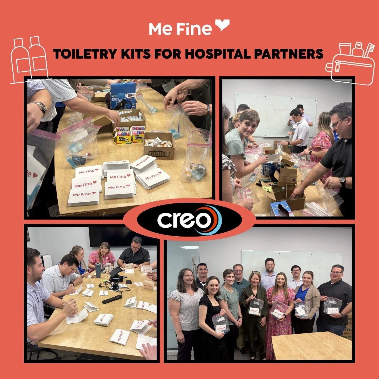 Last month: 100 toiletry kits🧴🪥

Thank you to CREO Consulting for showing up for Me Fine families in such a meaningful way. These kits provide comfort and essentials during unexpected stays.

#MeFineFoundation #CommunityCare #GiveBack #DurhamNC