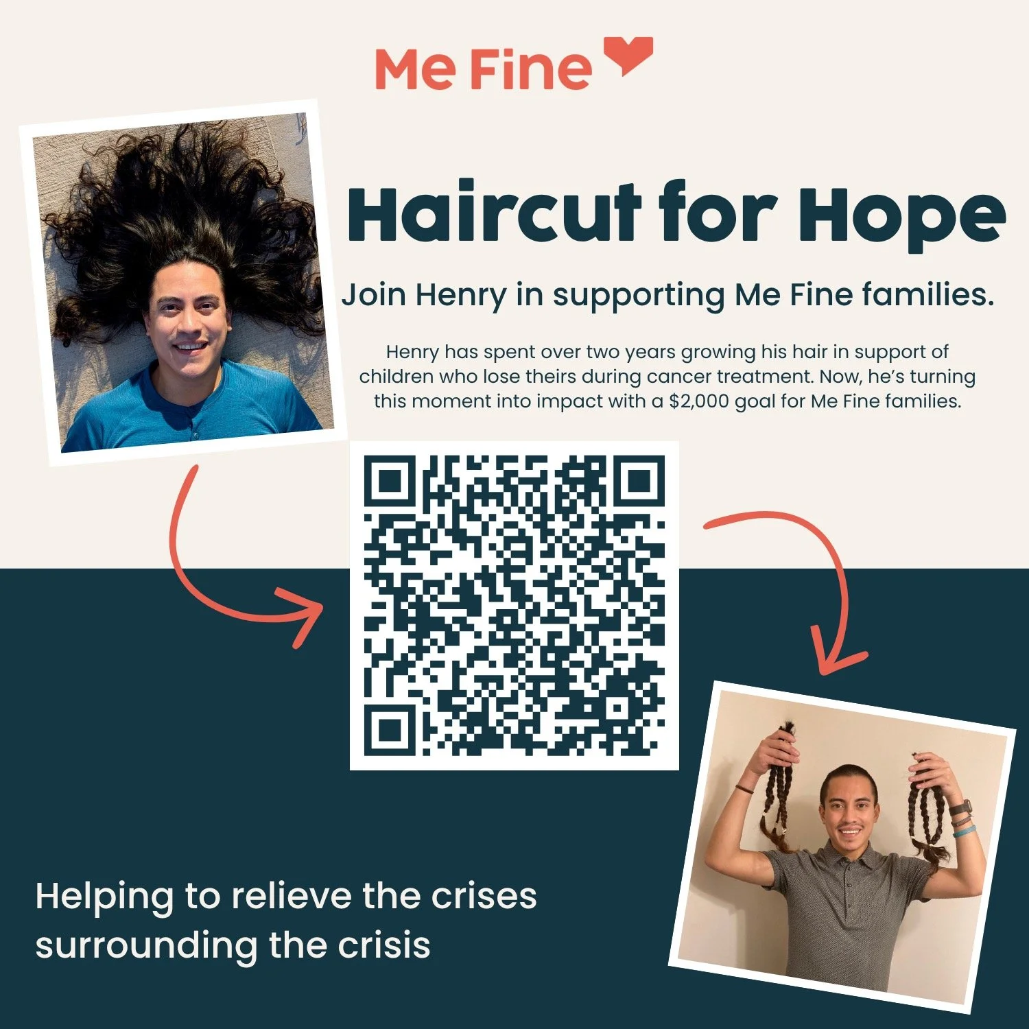 Henry, a Child Life Specialist at a Me Fine partner hospital, is once again growing out his hair in support of children experiencing hair loss during cancer treatment while raising funds for Me Fine families.

This is Henry&rsquo;s second fundraiser 