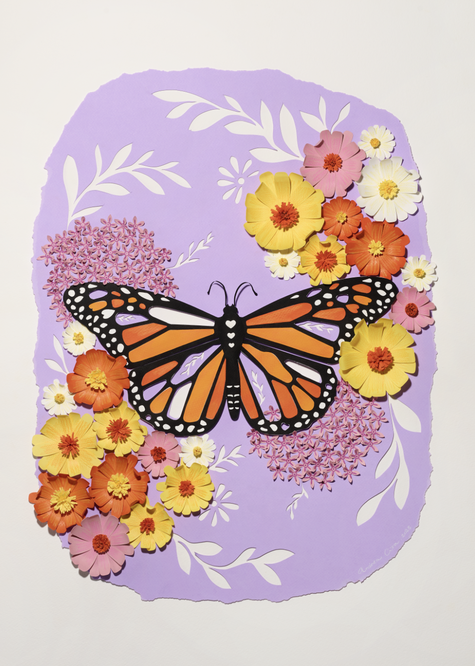 Monarch Butterfly  – Handmade Paper Cut Artwork | 20x28 Framed