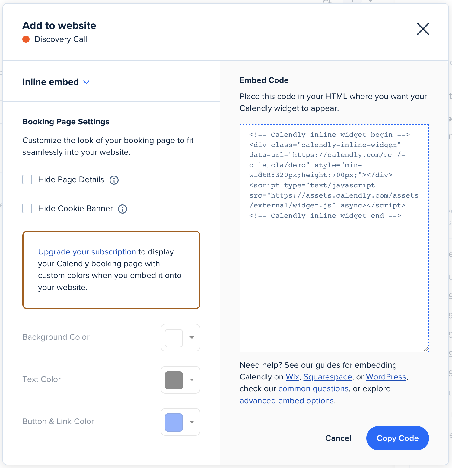 calendly embed code squarespace