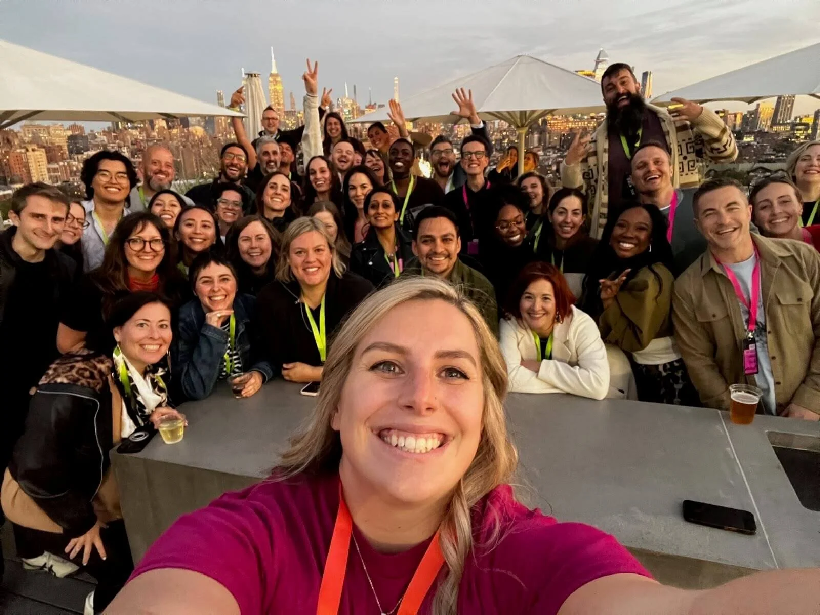 Taylor and designers on the rooftop at Squarespace Circle Day