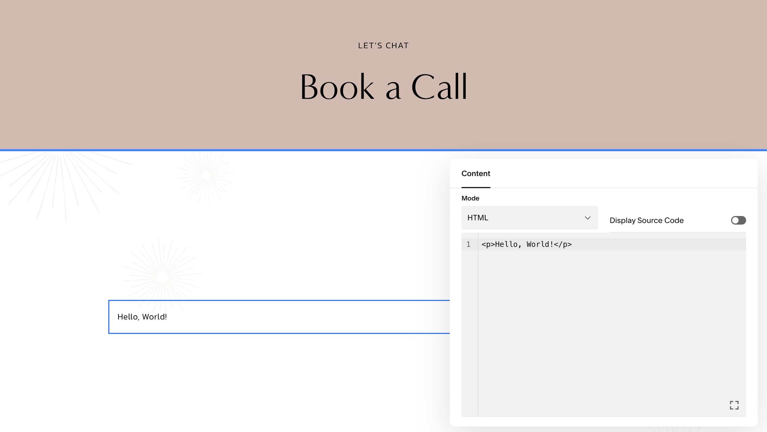 adding a code block on Squarespace