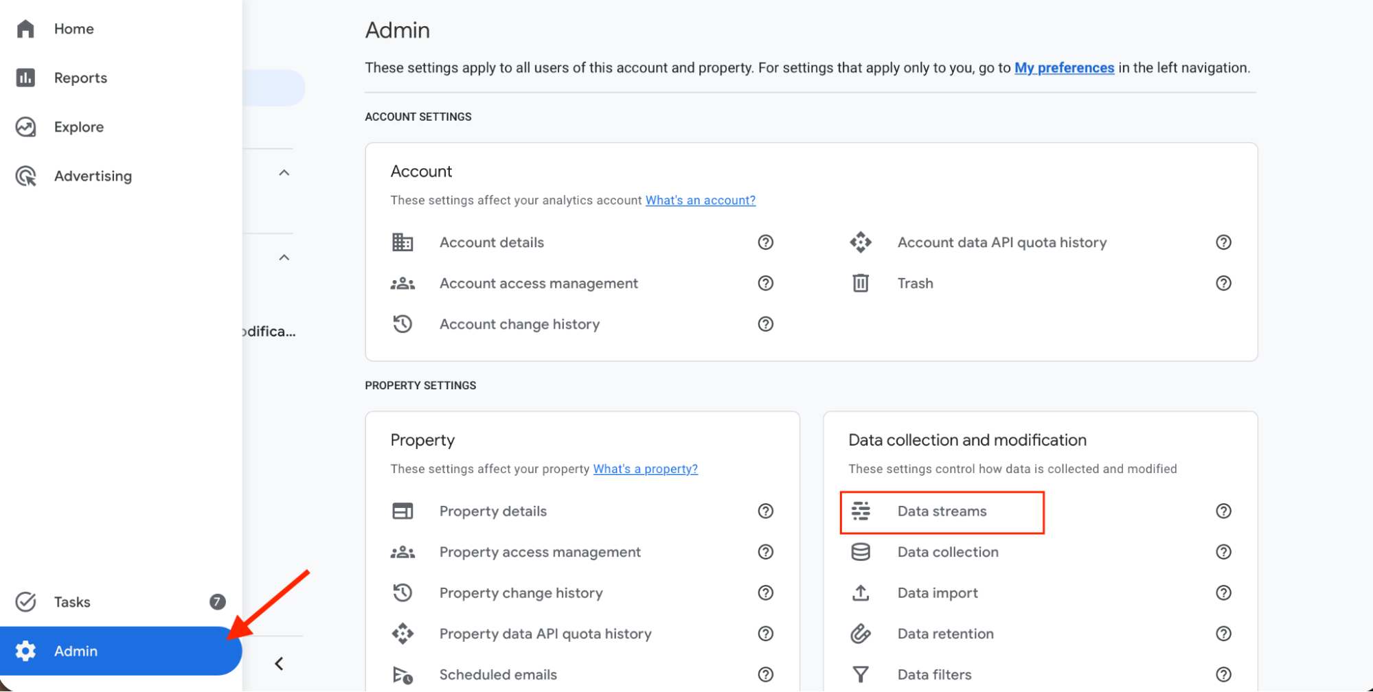 Google Analytics data streams