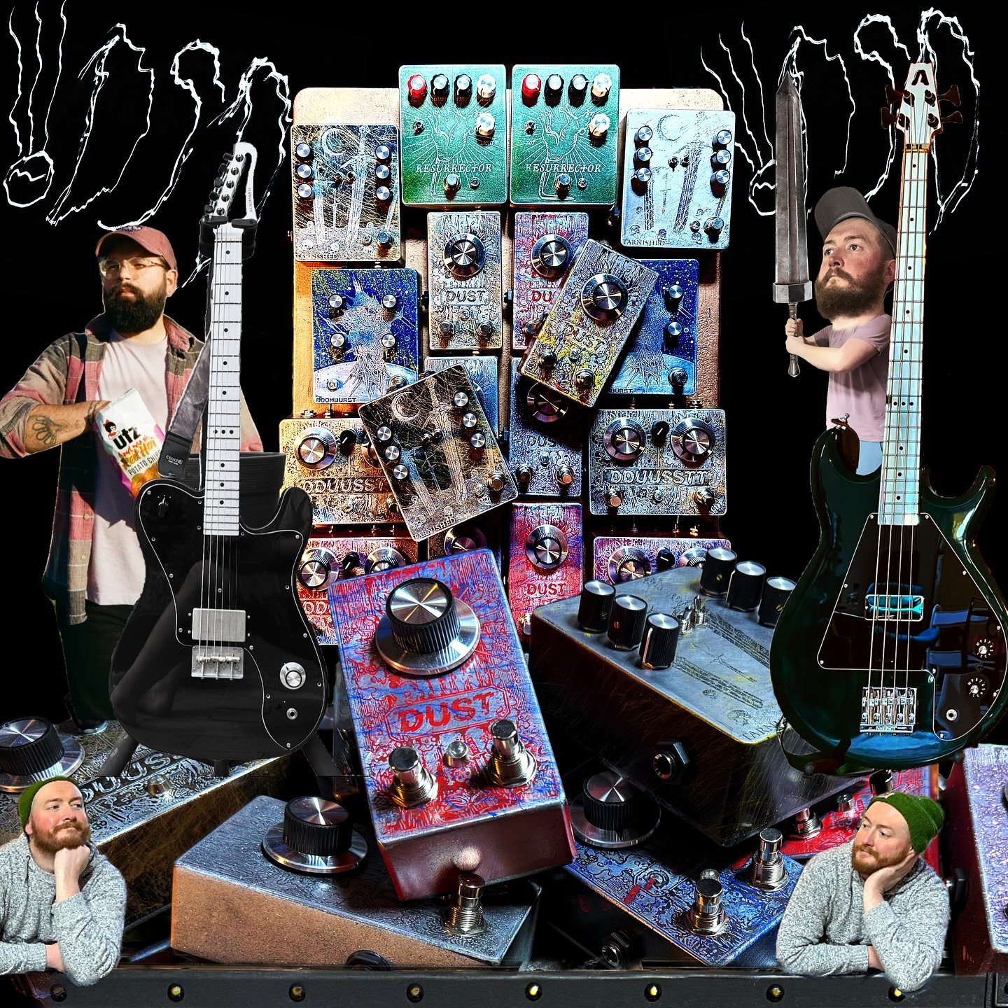 This week, @vegalentine and I will be traveling up to Baltimore for the @baltimorepedalshow this Saturday and bringing a big batch of pedals along with us which will be available. 
Aluminum DUST guitar (built in DUST) and my own personal aluminum gra