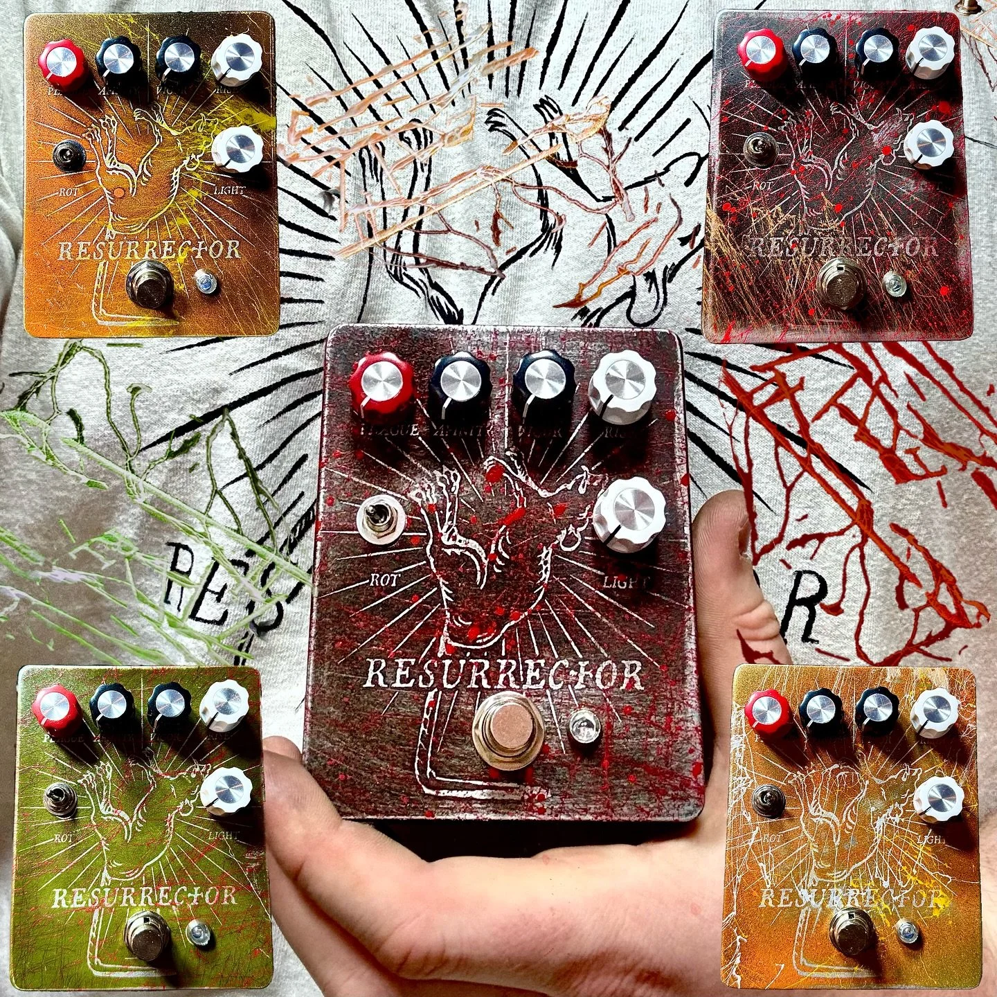 With Hallloween just a few weeks away, each Resurrector finish fits right in with the season 
I thought about having Resurrectors released separately and sooner than the rest of the final batch but nah, too many other pedal finishes fit right in as w