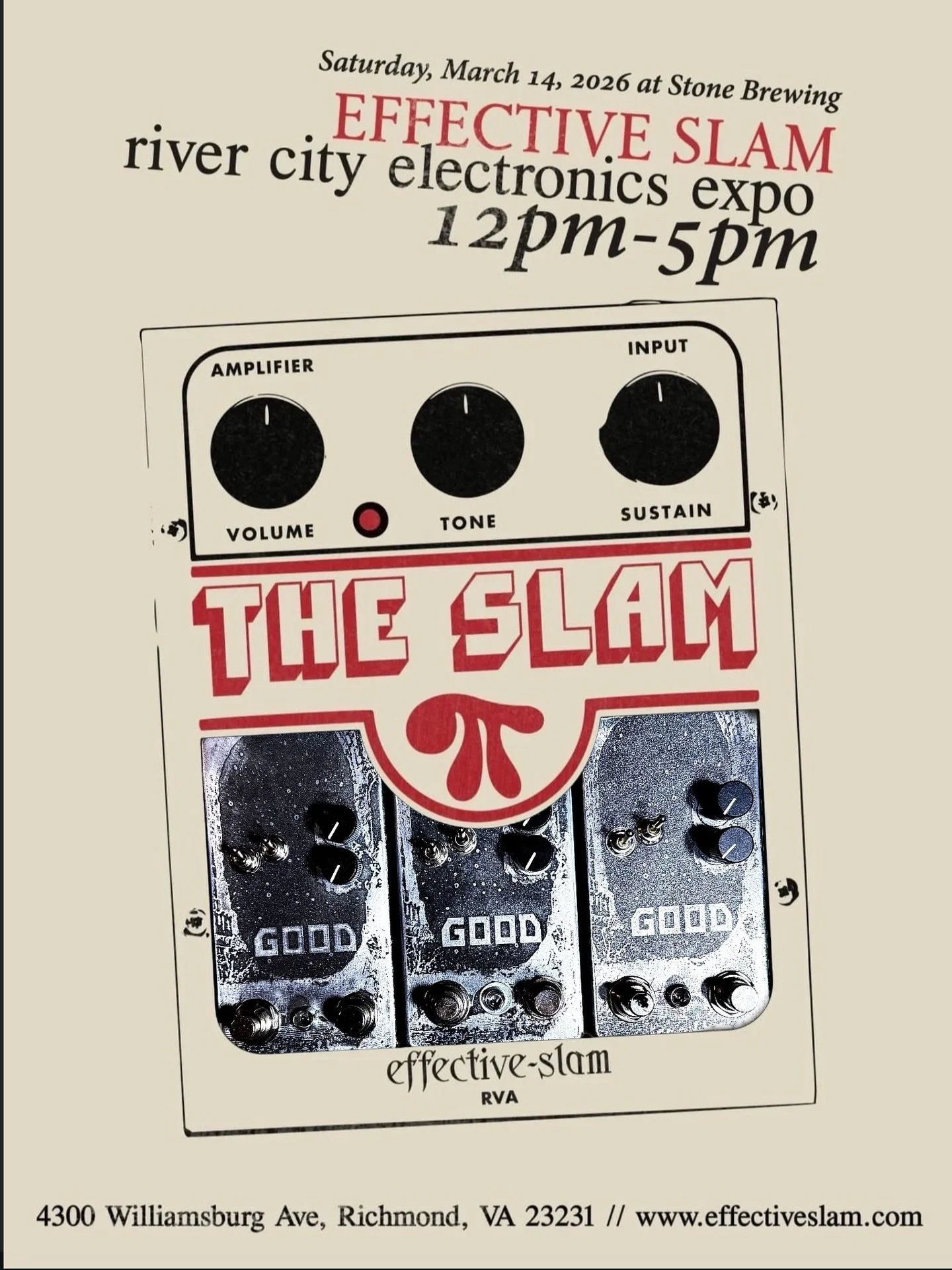 Welp, just a few days away until @effectiveslam. 
Limited run of GOOD and other DSD goods will be there. 
What&rsquo;s GOOD? To keep it short and sweet, big sound drone muff. It&rsquo;s good. 
This weekend is going to be a good time.
Good. Good. Good