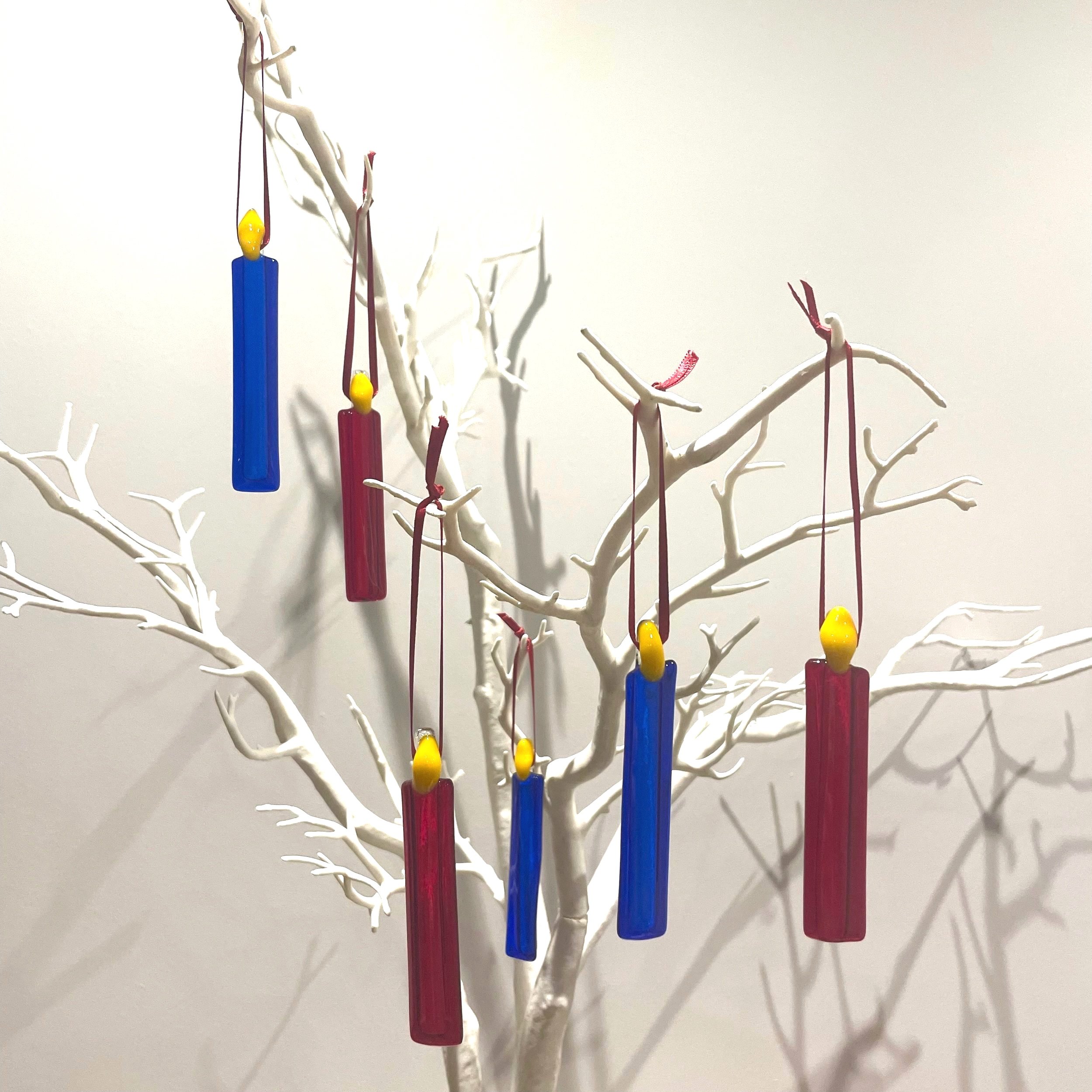 MercedesOakleyGlass red and blue candles (Copy)