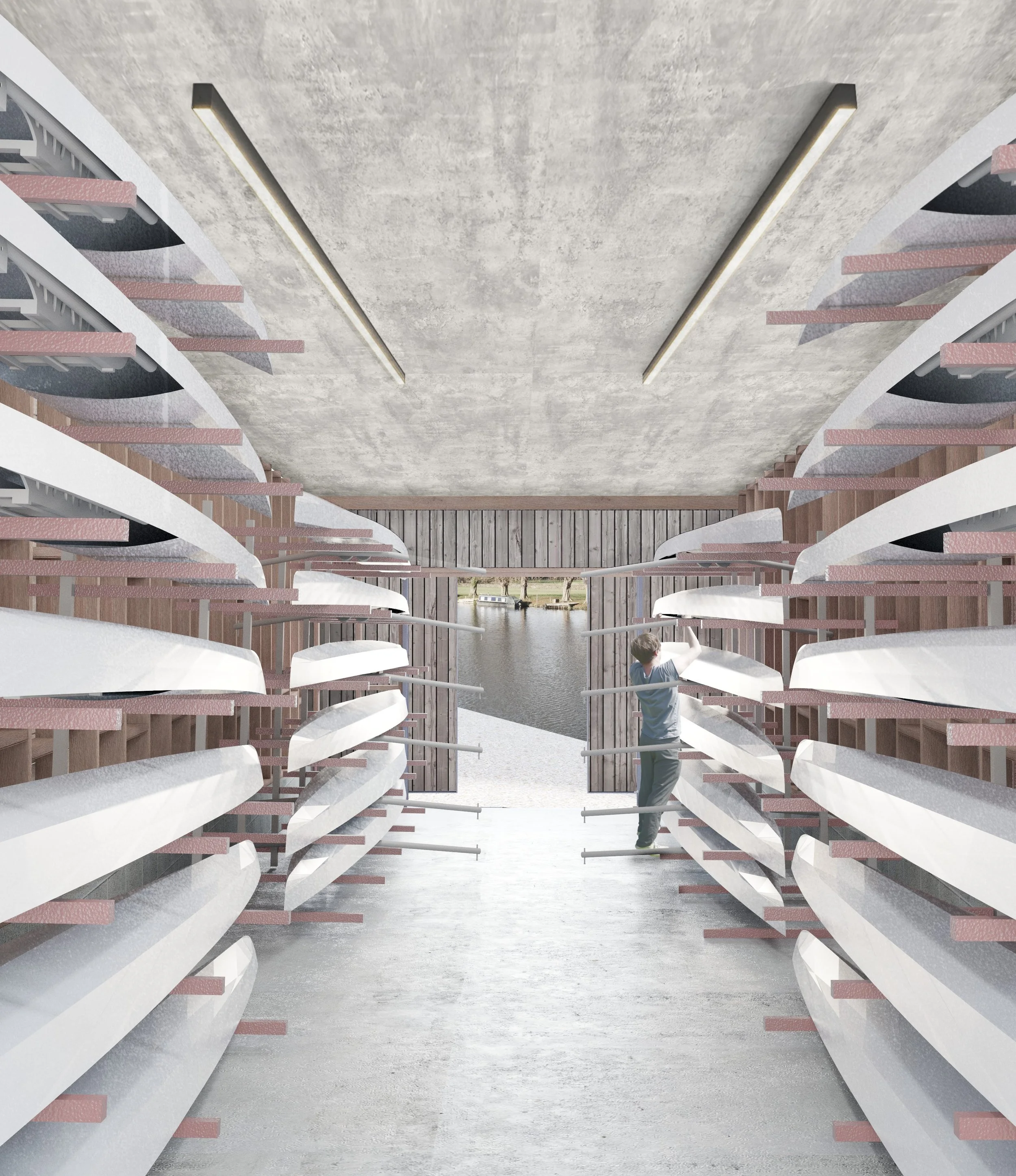 Pangbourne College Boathouse internal view
