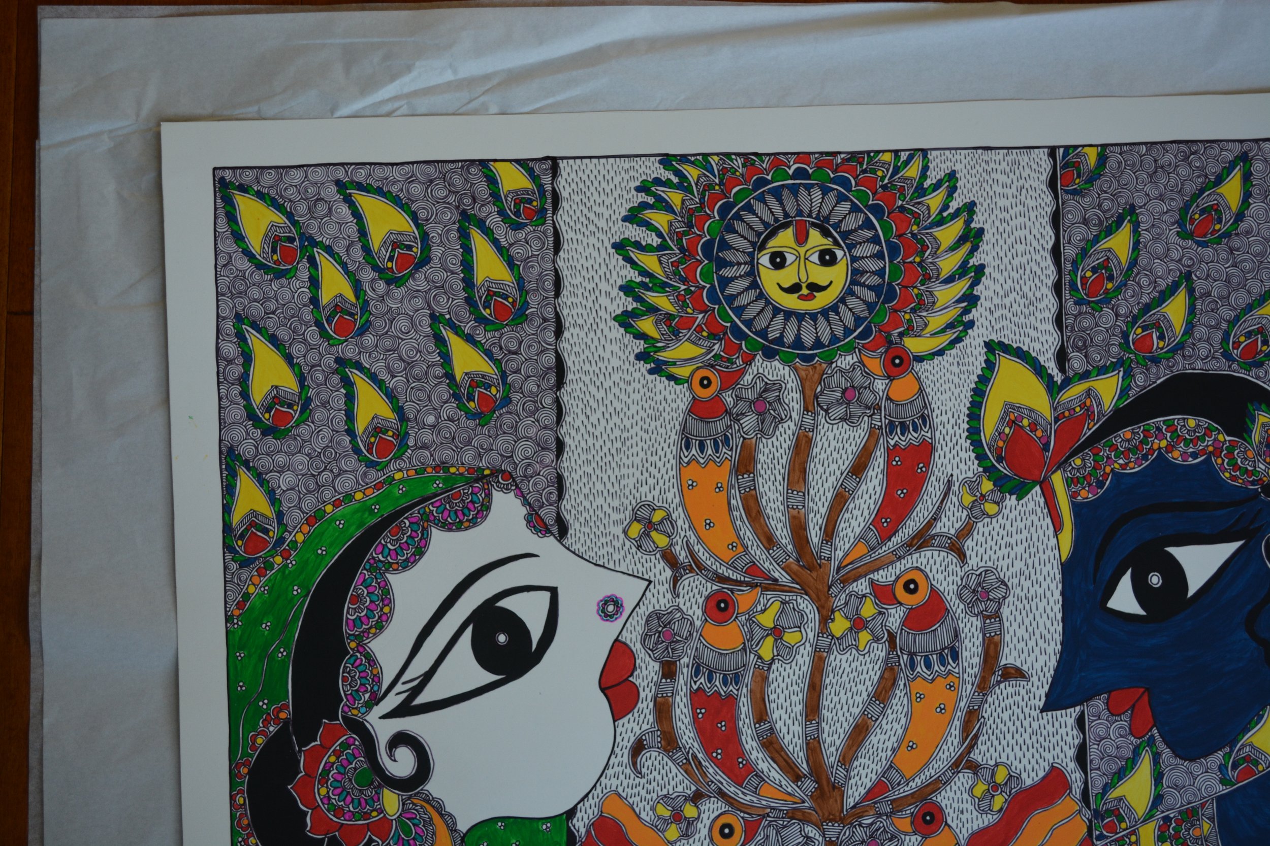 Radha Krishna — Madhubani Art