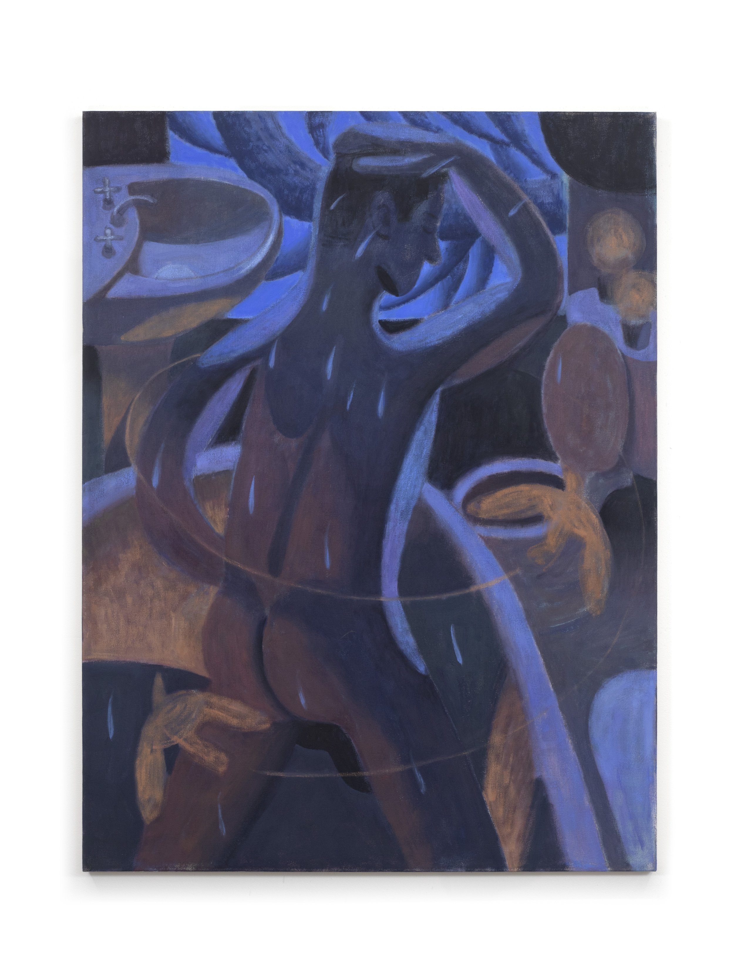 3AM Shower, 2026. oil on stretched canvas. 36" x 48" 