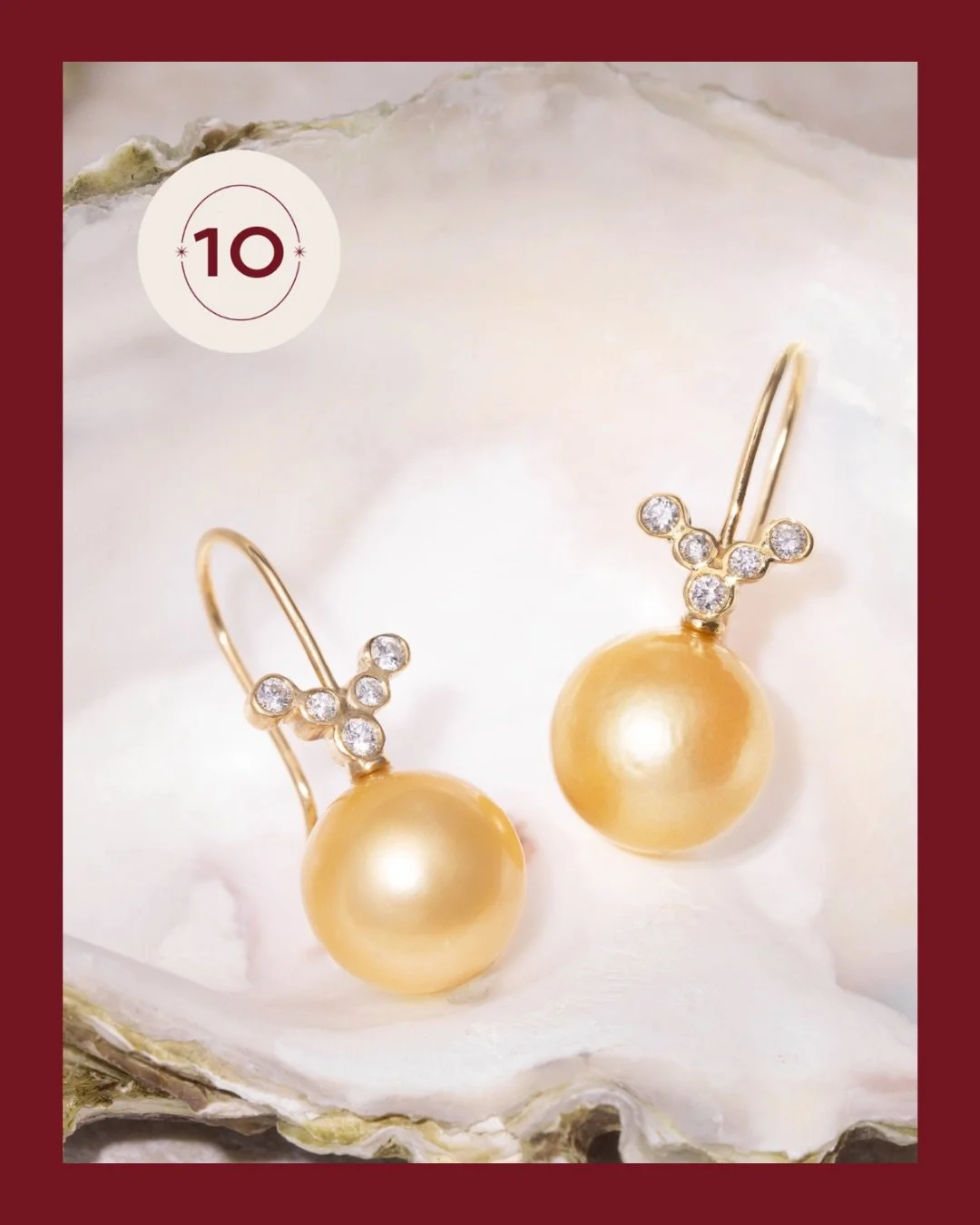 Day 10 illuminates my Golden South Sea Pearl &amp; Diamond Fountain Drops ✨
⠀⠀⠀⠀⠀⠀⠀⠀⠀
Each golden South Sea pearl is naturally lustrous and rich in hue. They&rsquo;re suspended from a cascade of diamonds set in 18ct gold, creating movement and light 