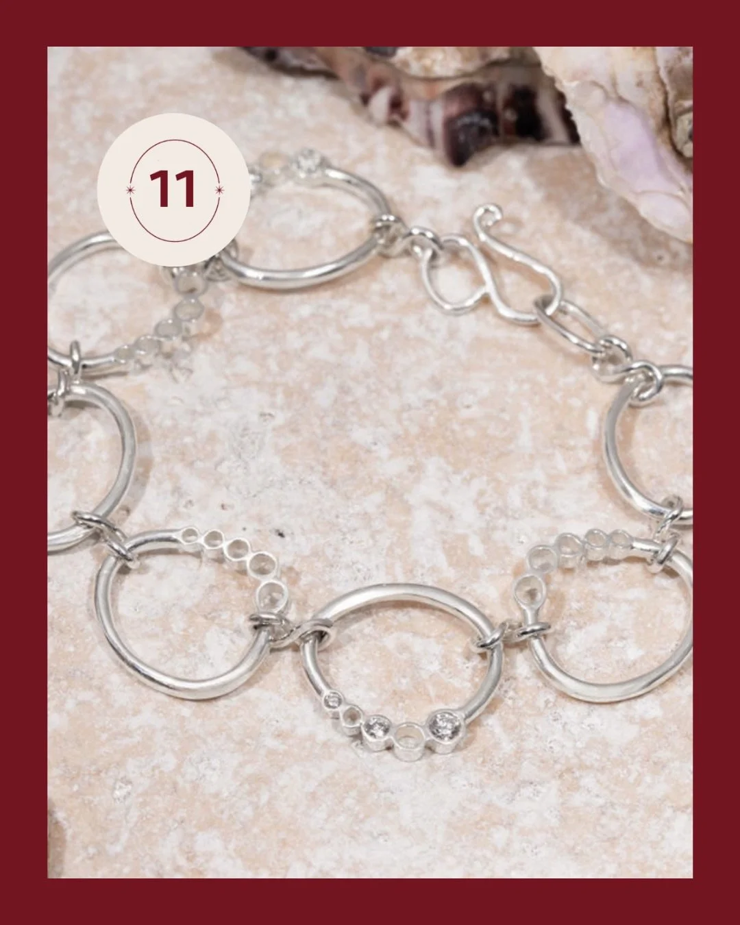 Day 11 brings the Silver Wave Infinity Bracelet - capturing the eternal ebb and flow of the ocean ✨
⠀⠀⠀⠀⠀⠀⠀⠀⠀
This fluid piece features interlocking ovals connected by delicate infinity chain links, spritzed with lab-grown diamonds that sparkle like 