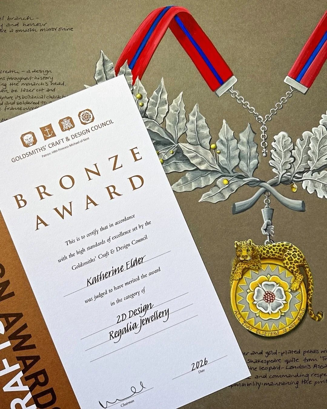 Eek! My regalia design &ldquo;The Lion and the Leopard&rdquo; has won a Bronze Award at the Goldsmiths&rsquo; Craft and Design Council Awards 2026!! What an incredible evening and an honour to be recognised - Thank you @gcdcawards!
⠀⠀⠀⠀⠀⠀⠀⠀⠀
This pie