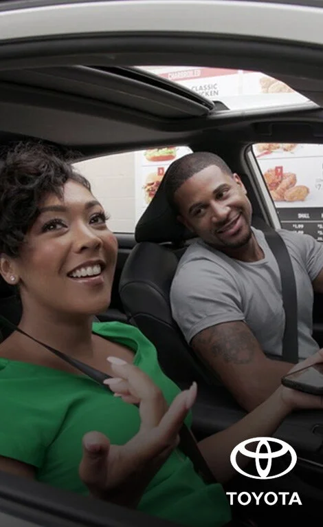 Toyota: Love The Journey  Next in our Toyota “Love The Journey” branded content series was the online spots, "Radio Hog" and "Drive-Thru". The original content featured social media influencers "The Ellises", garnered millions of views, and com