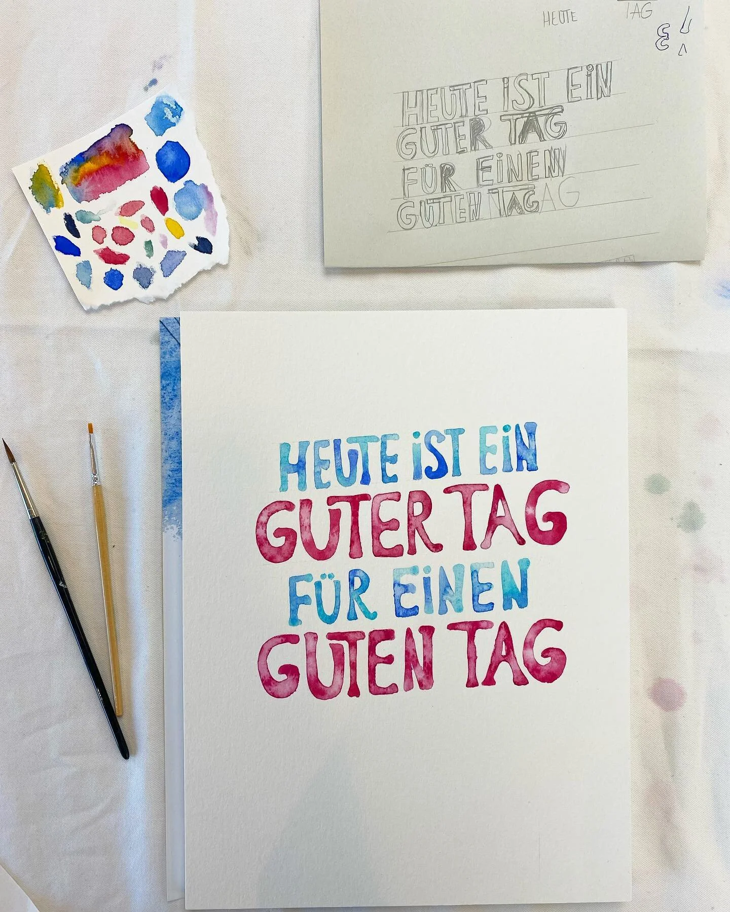 Today is a good day for a good day. 🎨✍️
#handlettering #watercolourlettering #watercolour #illustration #moinmumpfi #illustrationundmeer
