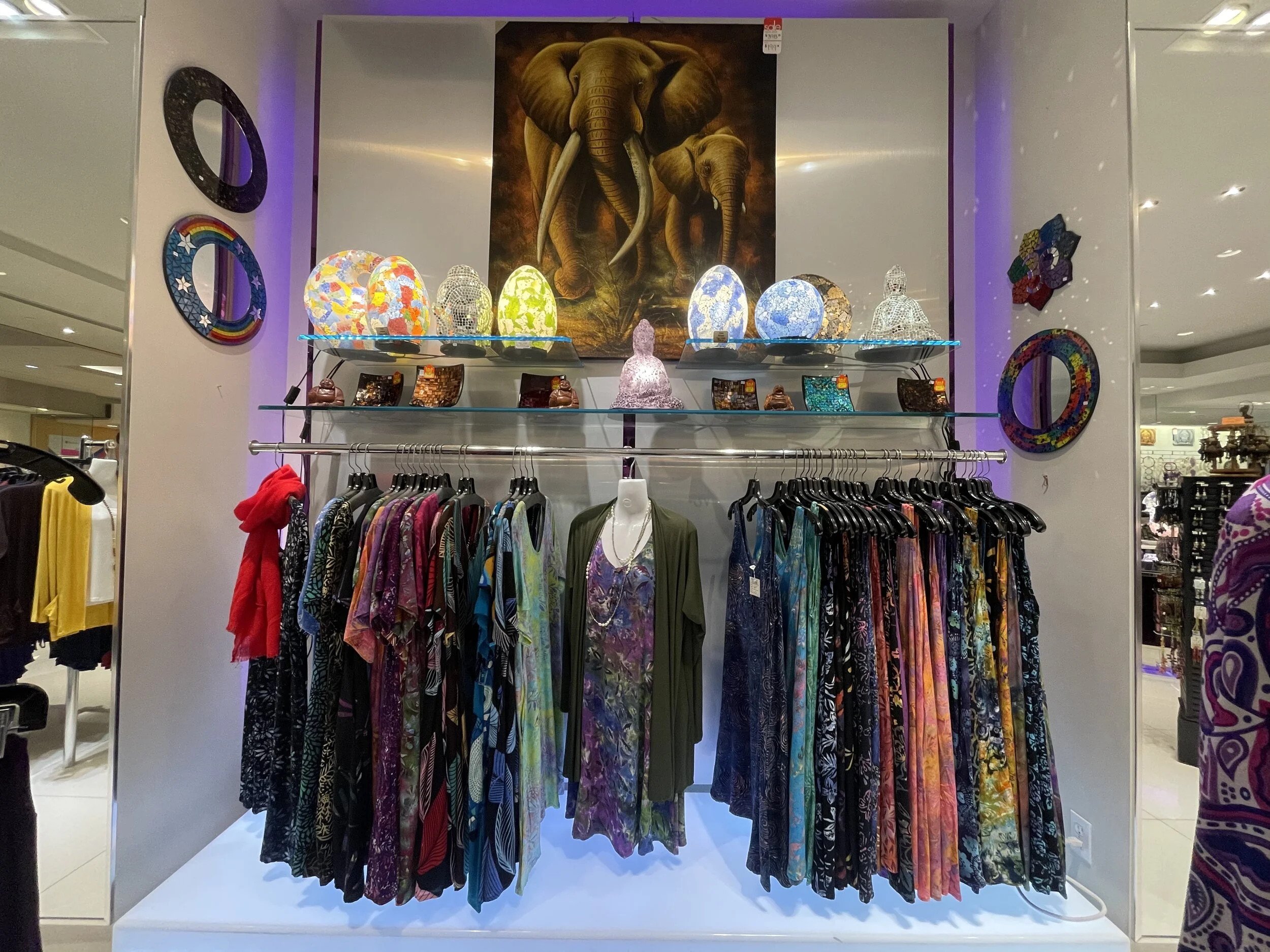 Some of our No Sleeve Hand Batiked Rayon Dresses. (THEY HAVE POCKETS!)