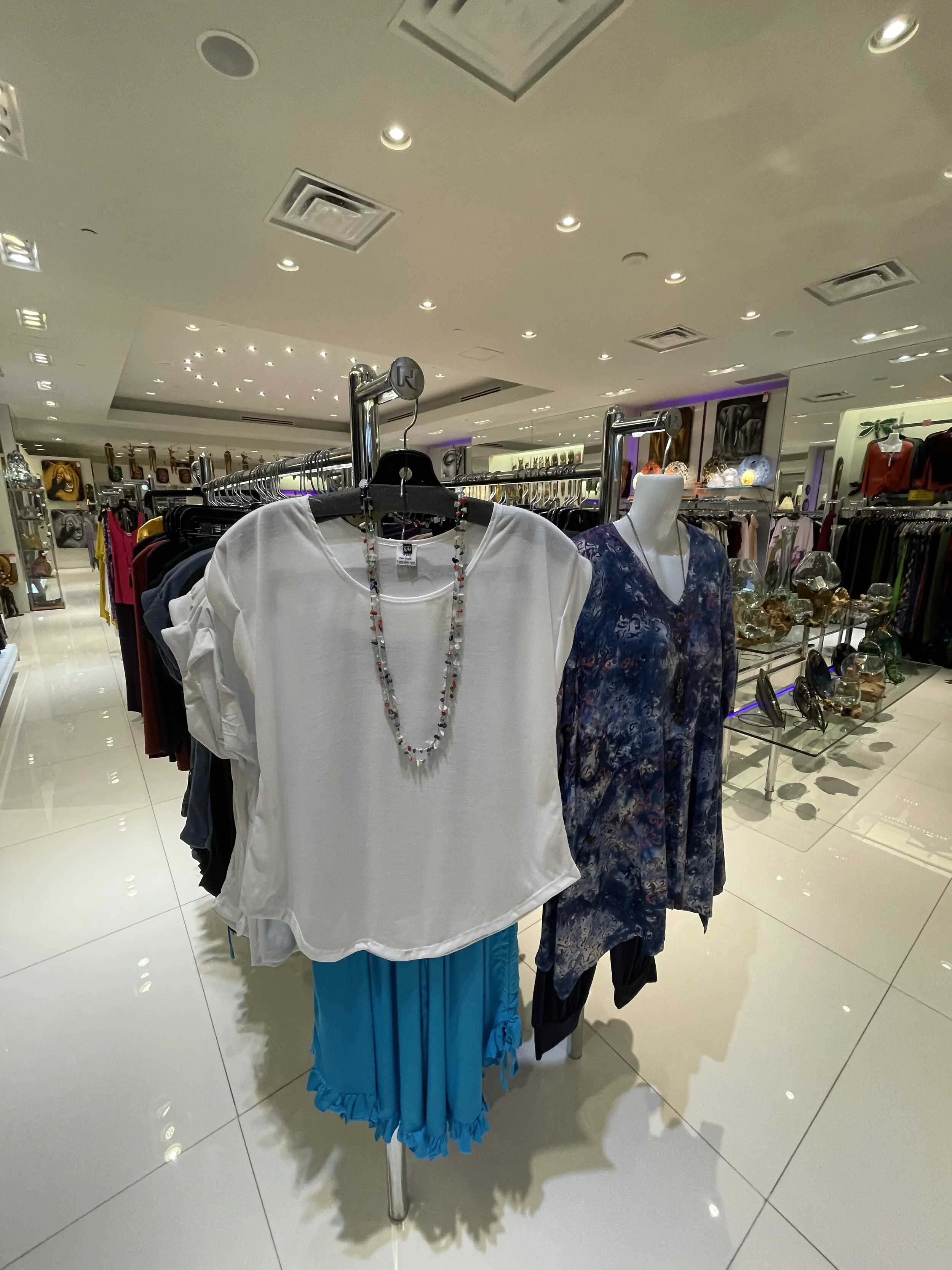 Plain White T-Shirt (from Thailand)
Robins Egg Blue Audi Pants (from Bali)
Beaded Necklace (from Bali)