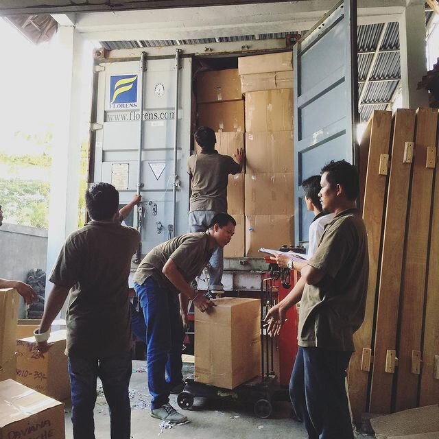 Our container being loaded in Bali