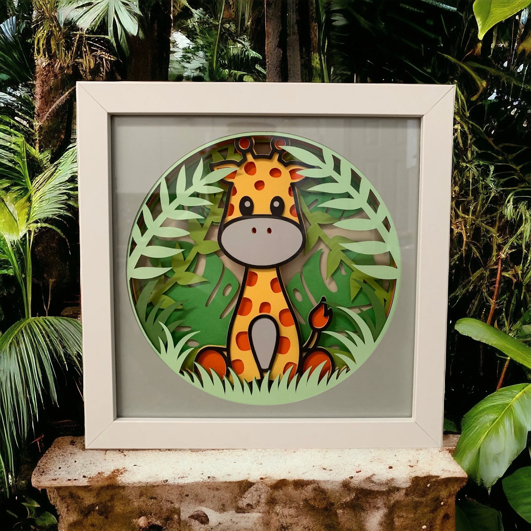 3D Giraffe Jungle Wall Art