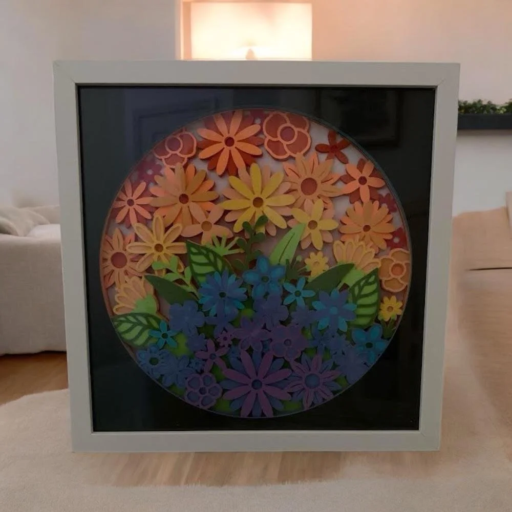 3D Paper Flower Art Shadowbox