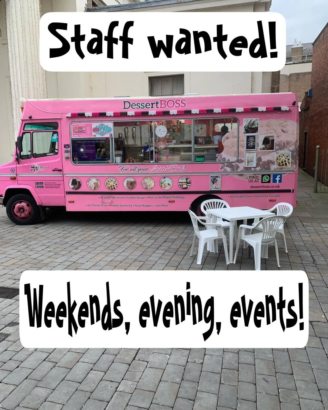 It&rsquo;s come to that time again where we are much busier and needing to recruit for another team memeber to join the Dessertboss team. 

We are looking for a part-time member, which mainly consists of evening, weekends and events. 

If you would l