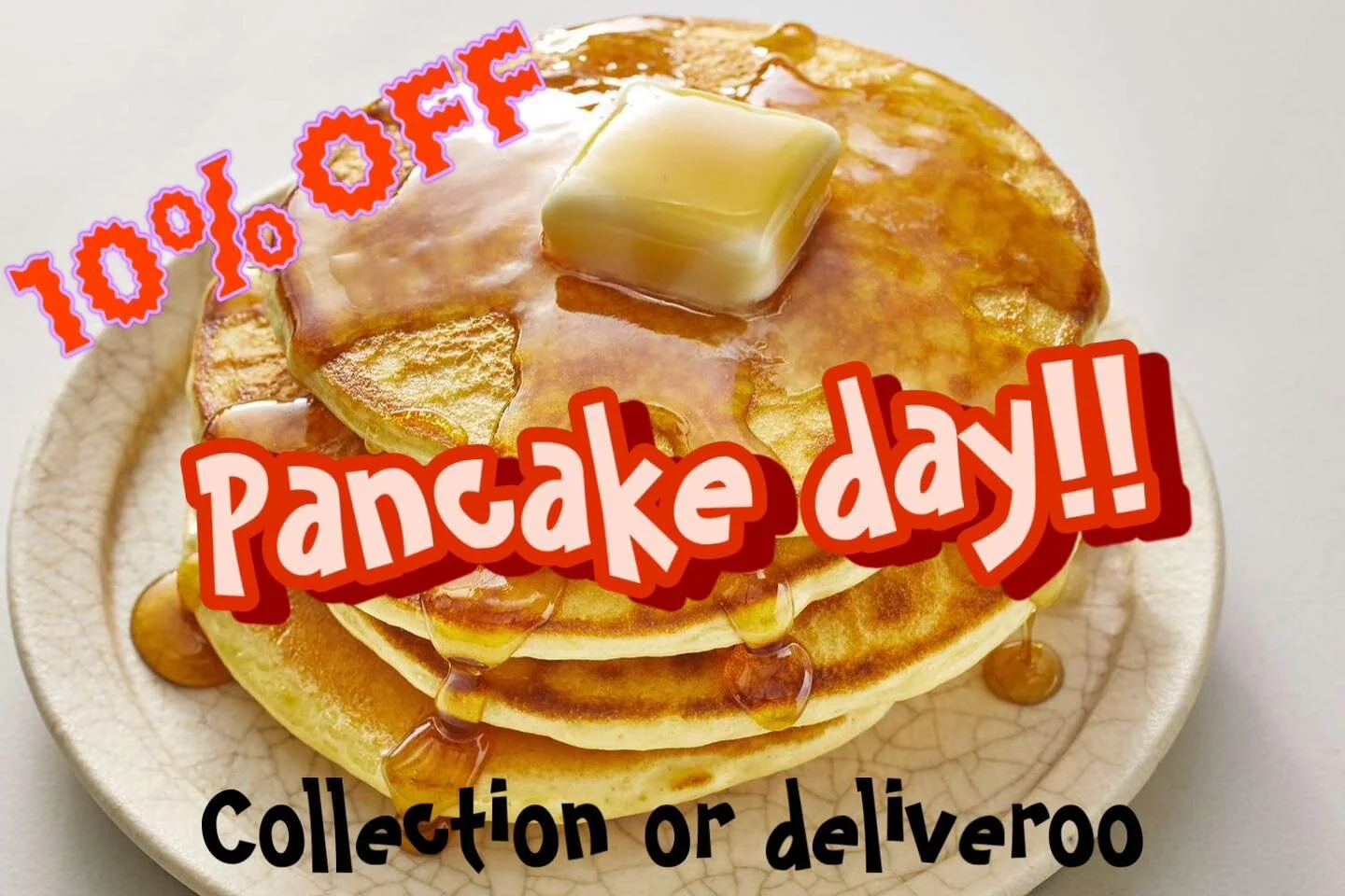 Pancake day could not get any better with 10% pancakes for collection or on deliveroo. 

Why not save the hassle of making pancakes and order from dessertboss. With ice cream, toppings, sauce etc. 

We have loads of choice for you tonight. 

Open fro
