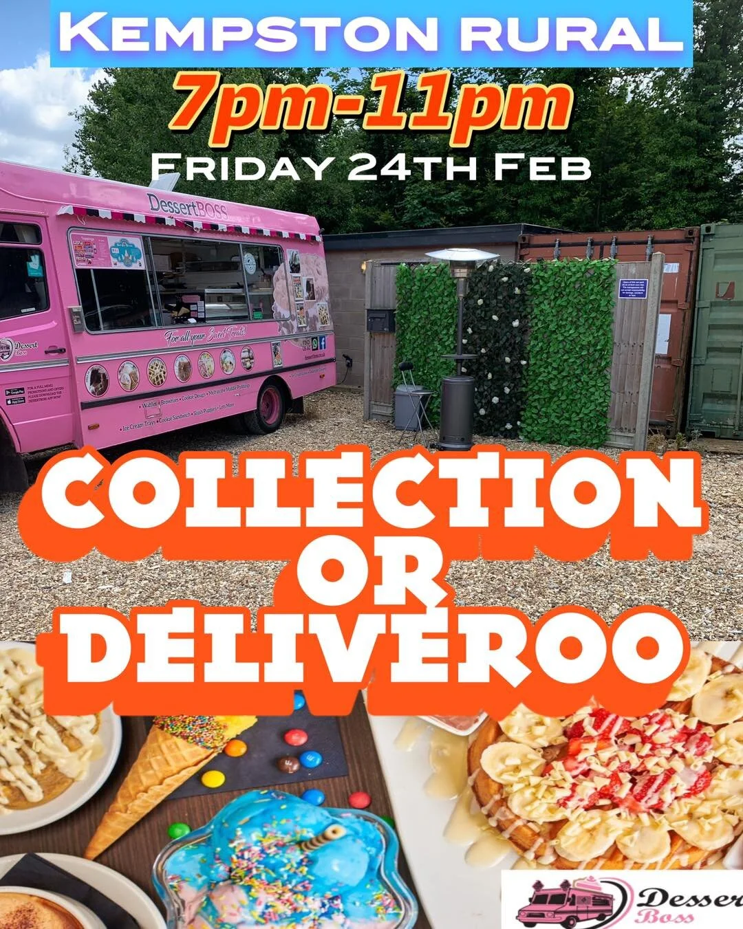 We are in Kempston rural this evening as well as deliveroo. (Located behind the nurse clinic) 

Our deliveroo covers a wide area from this location including; Kempston, Wootton, Bromham, marston, Stewartby, and more! 

So why not order yourself a wee