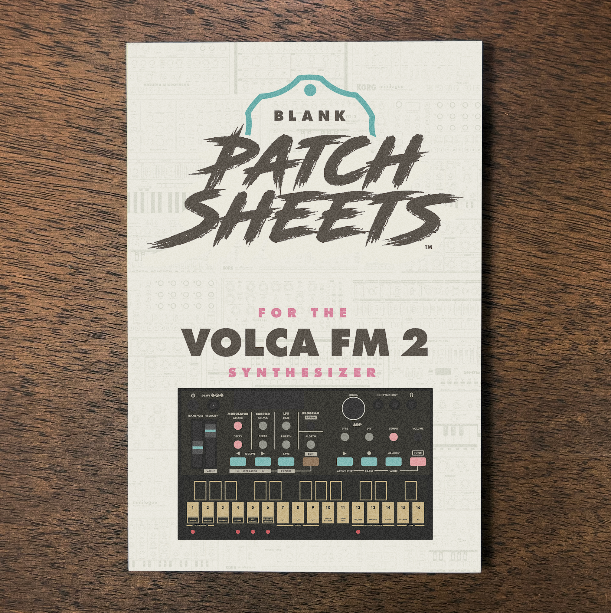 Package of blank patch sheets for the Volca FM 2 synthesizer.