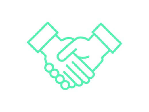 Icon of two hands shaking, representing a handshake