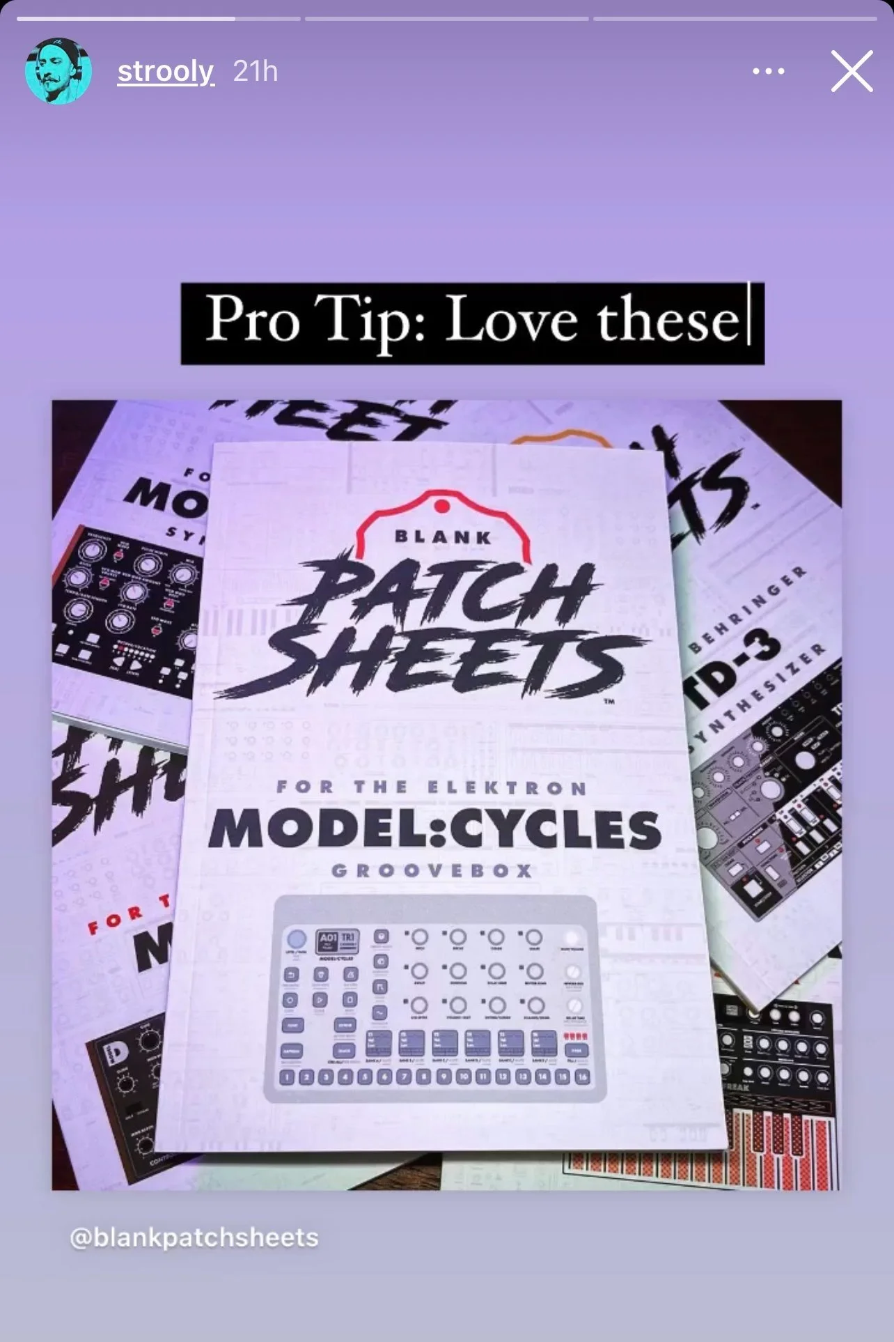 Musician Strooly Pro-tip Instagram Story screenshot