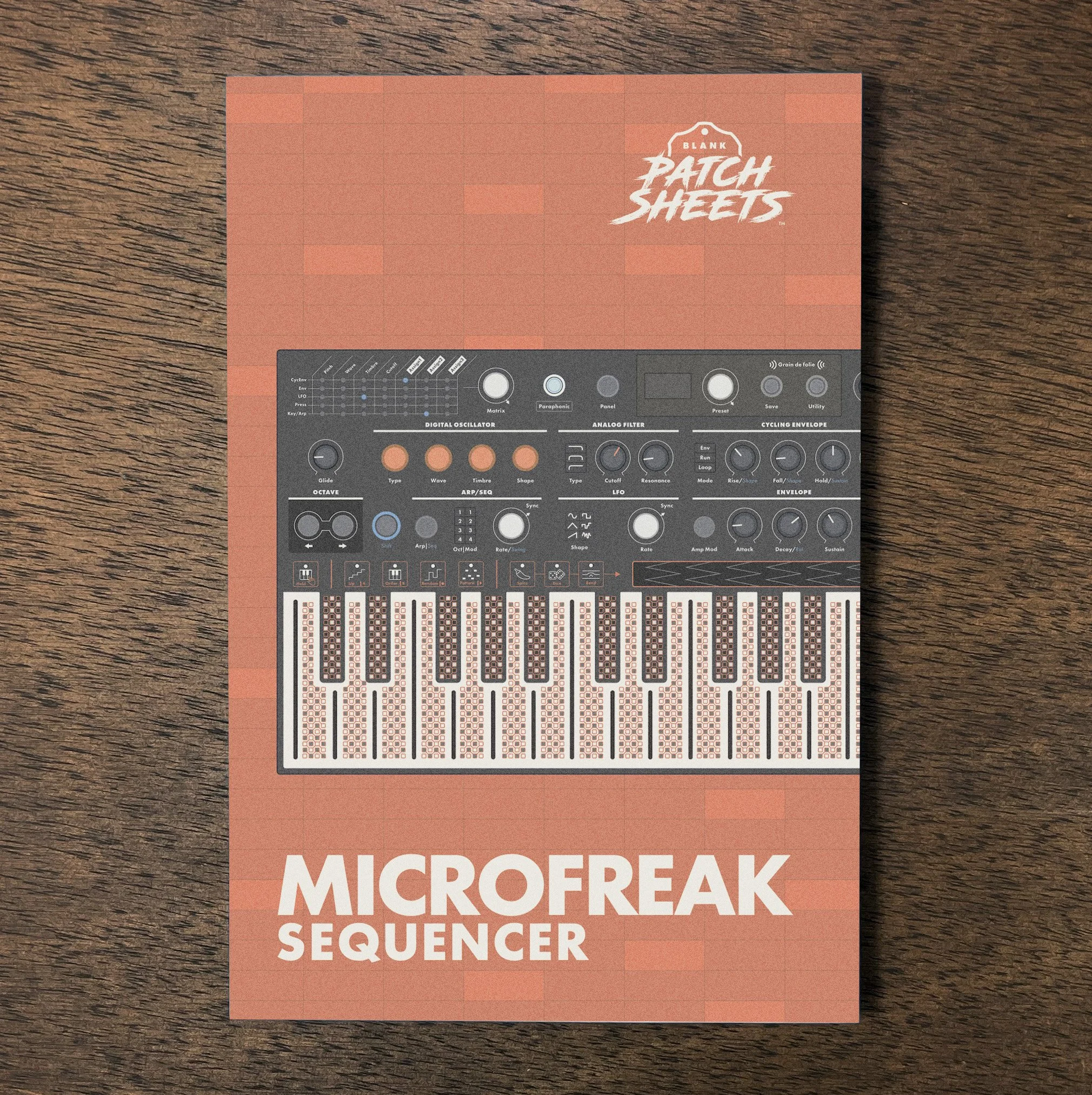 Arturia Microfreak Sequencer notebook on wood