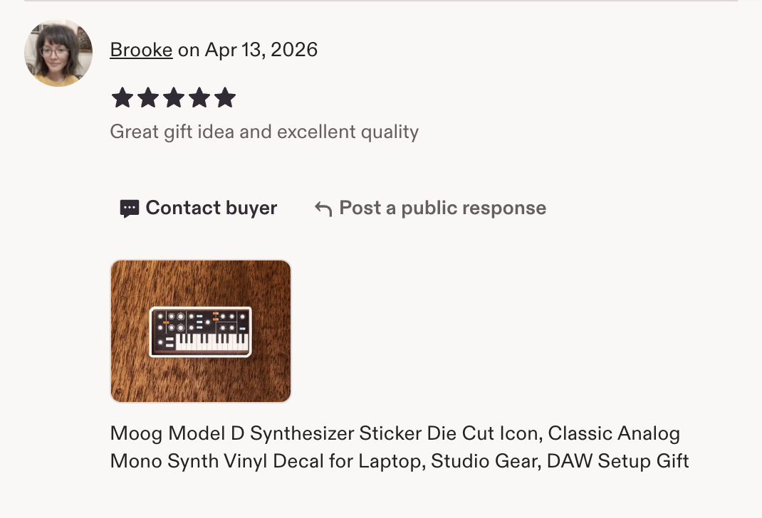 Etsy customer review for a Blank Patch Sheets sticker