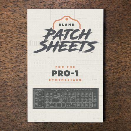 Behringer Pro-1  synthesizer Blank Patch Sheets Notebook laying on a wood table