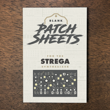 Make Noise Strega synthesizer Blank Patch Sheets Notebook laying on a wood table