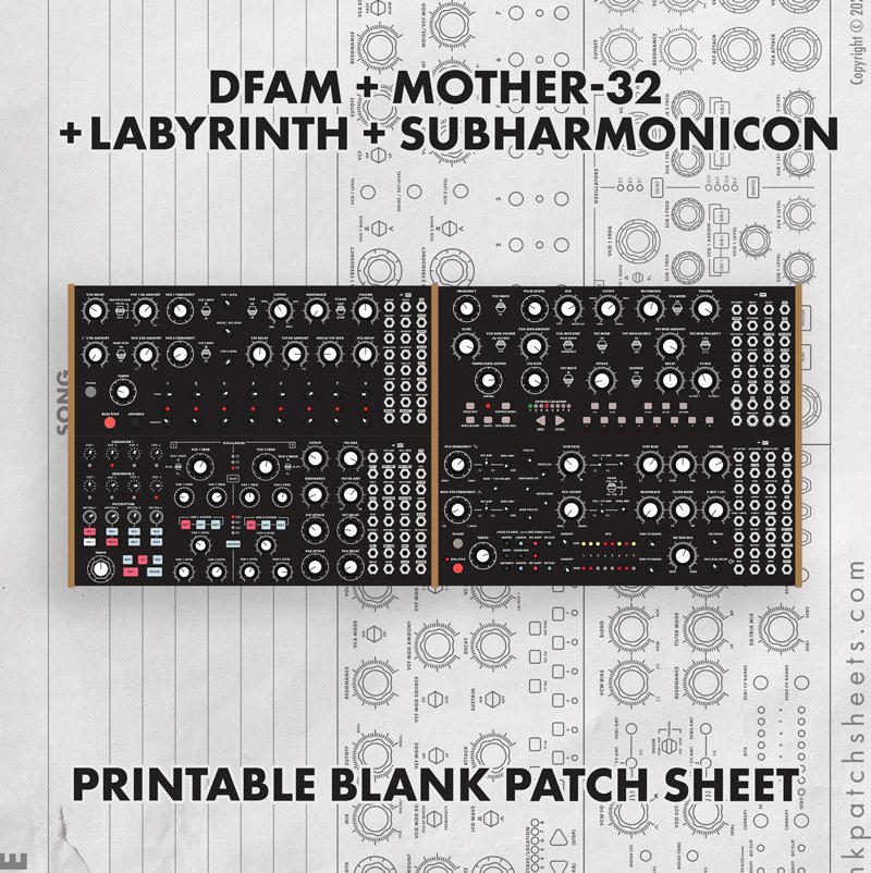 Moog DFAM + Mother 32 + Subharmonicon + Labyrinth Printable