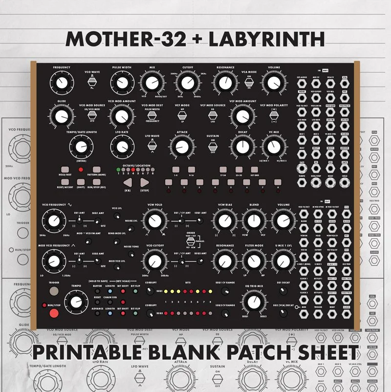 Moog Mother-32 + Labyrinth Printable