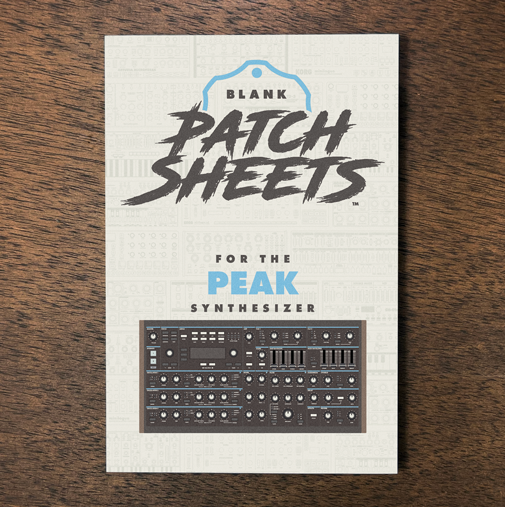 Novation Peak synthesizer Blank Patch Sheets Notebook laying on a wood table