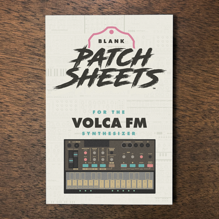 Korg Volca FM synthesizer Blank Patch Sheets Notebook laying on a wood table