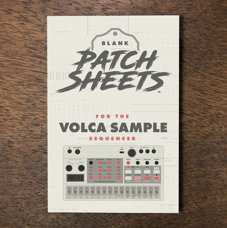Korg Volca Sample synthesizer Blank Patch Sheets Notebook laying on a wood table