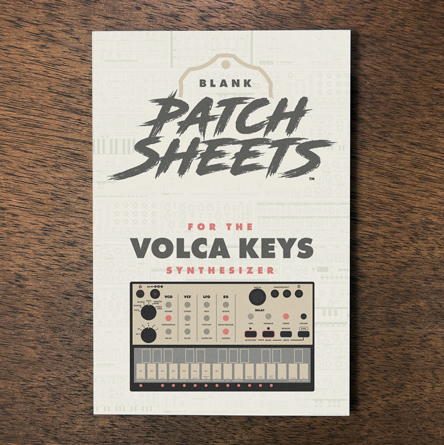 Korg Volca Keys synthesizer Blank Patch Sheets Notebook laying on a wood table