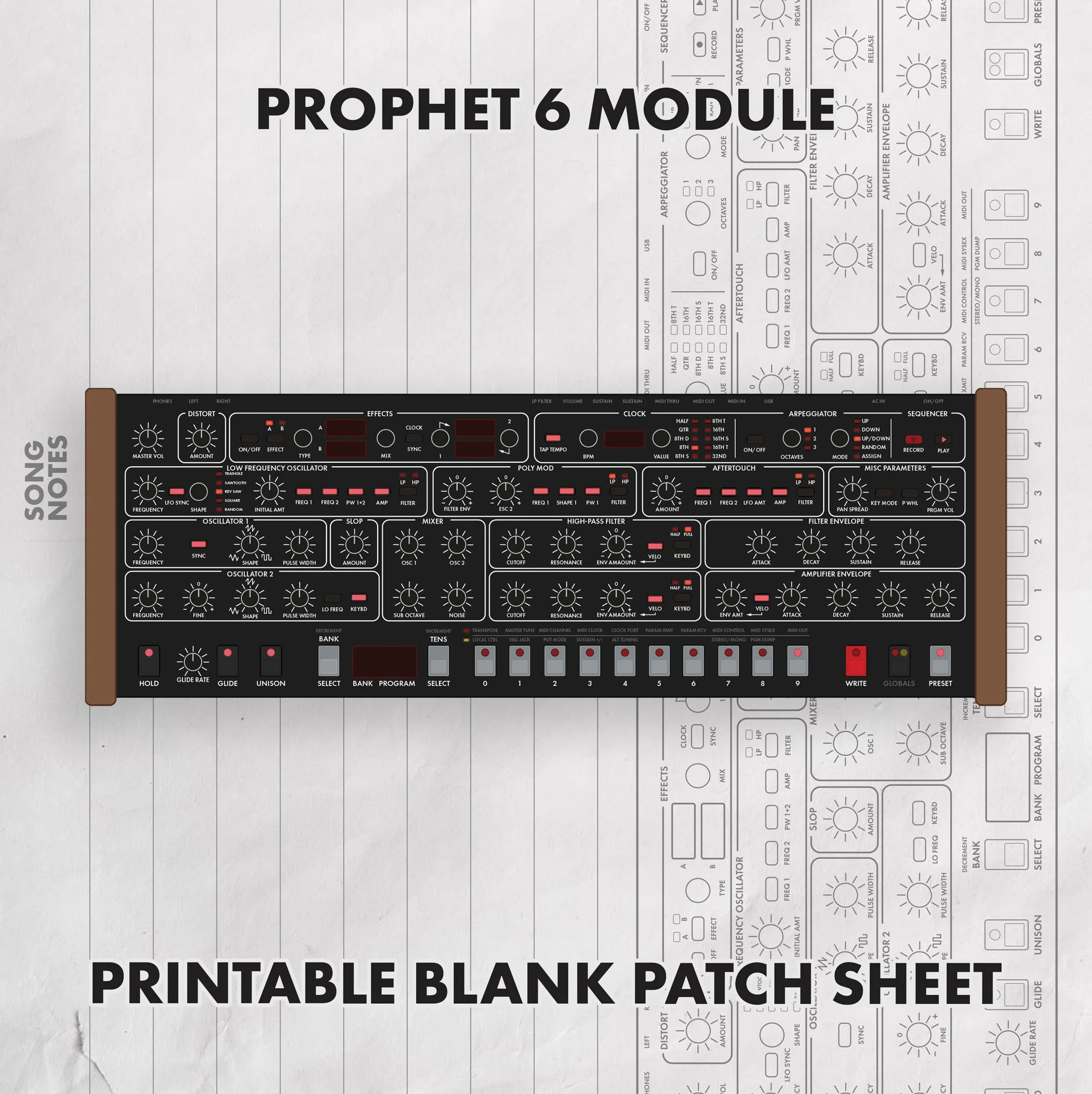 Sequential Prophet-6 Module Printable