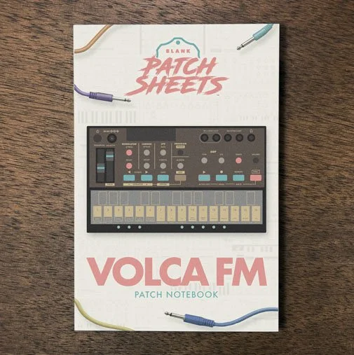 Korg Volca FM 1 Blank Patch Sheets Notebook on a dark wood desk