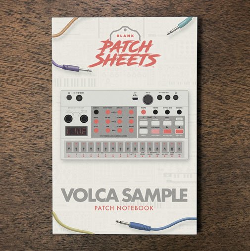 Korg Volca Sample Blank Patch Sheets Notebook on a dark wood desk