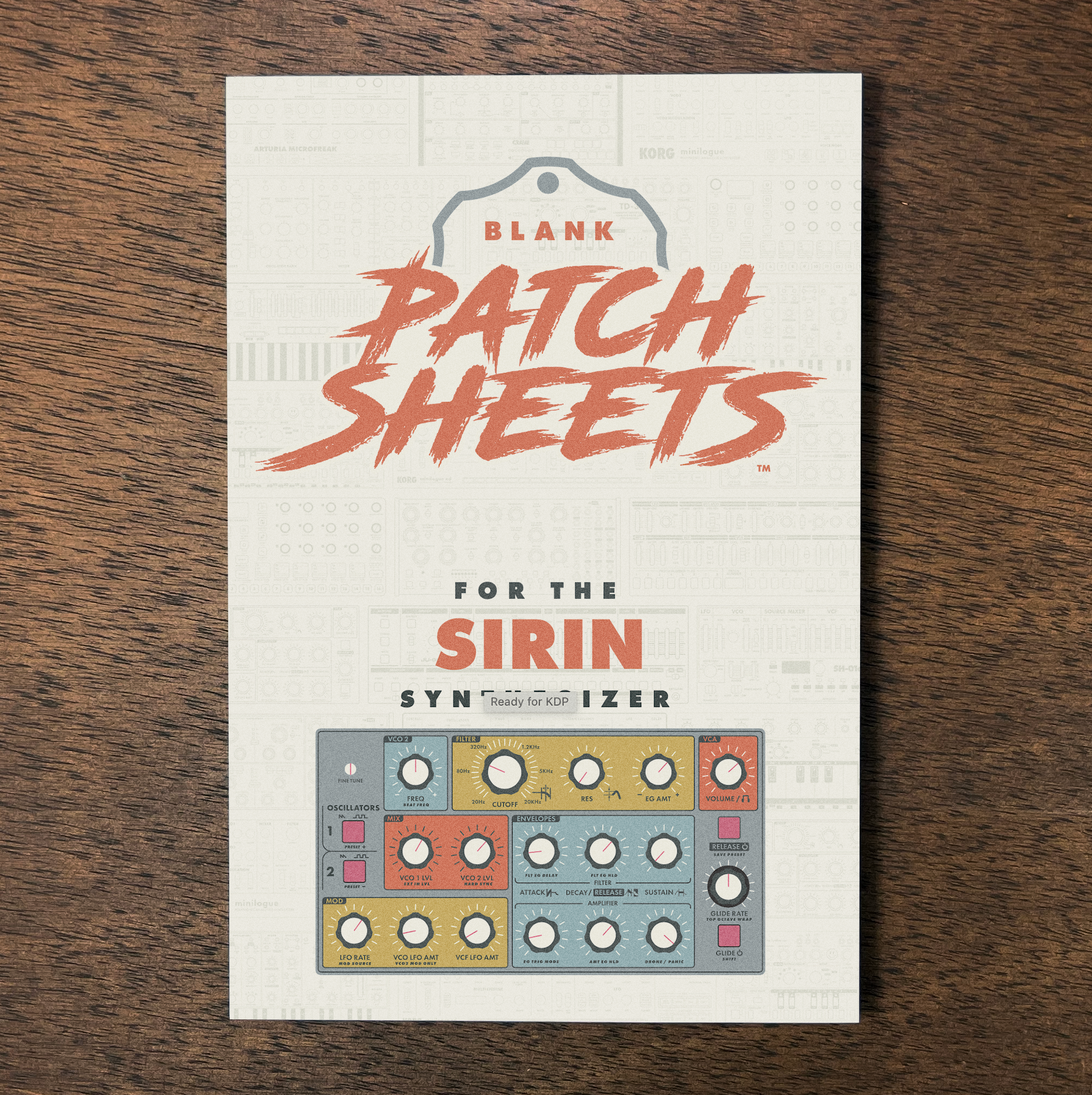 Blank patch sheets for the Sirin synthesizer, featuring various knobs and controls.