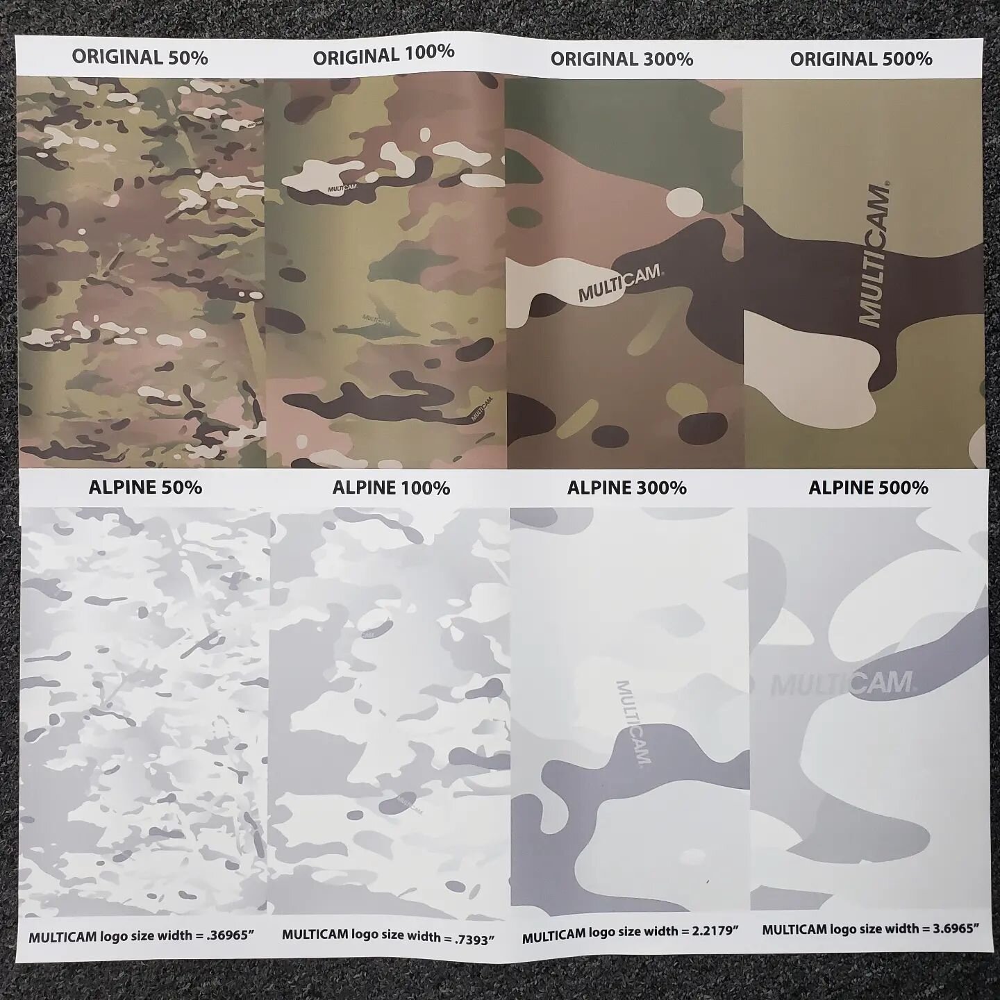 A few folks asked to see a comparison of the four different scales available for the five #MultiCamvinyl patterns. Swipe thru this carousel and see if it helps you get a feel for the size differences between 50%, 100%, 300% and 500%!

(There may or m