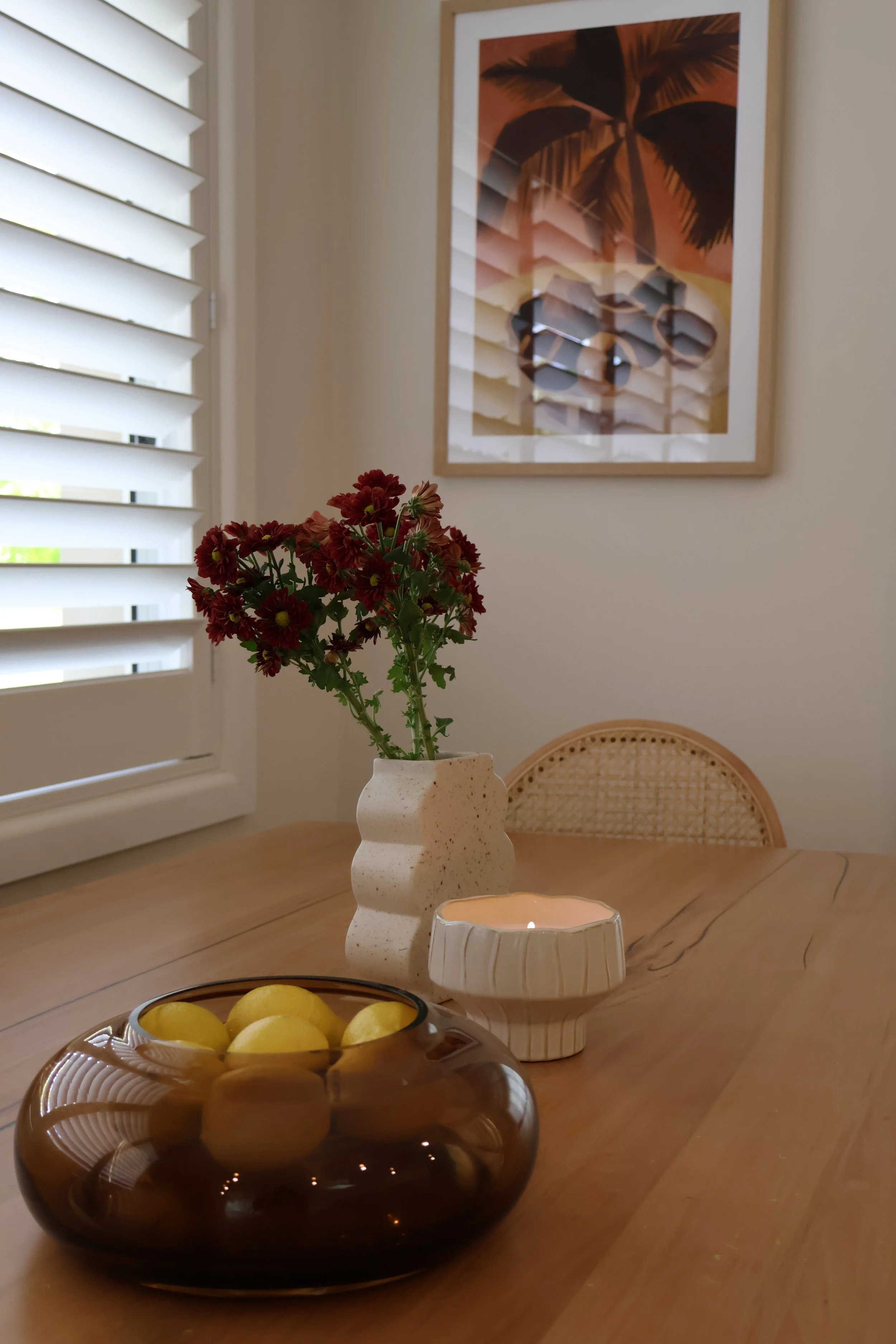 A warm dining room vignette, interior styling and design by Arlen Interiors, based in Sydney, New South Wales