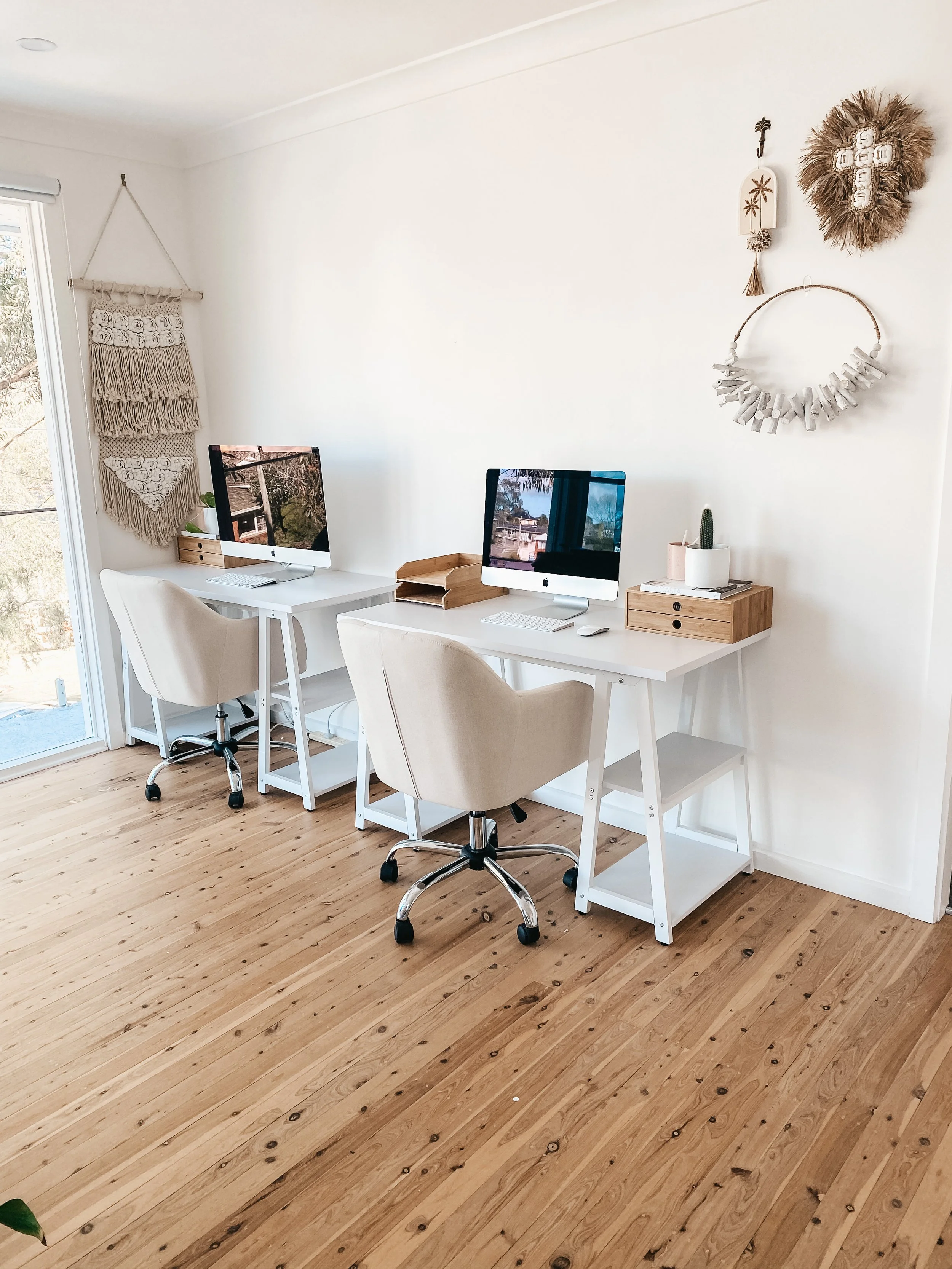 Neutral multi-purpose home office design Sydney interior