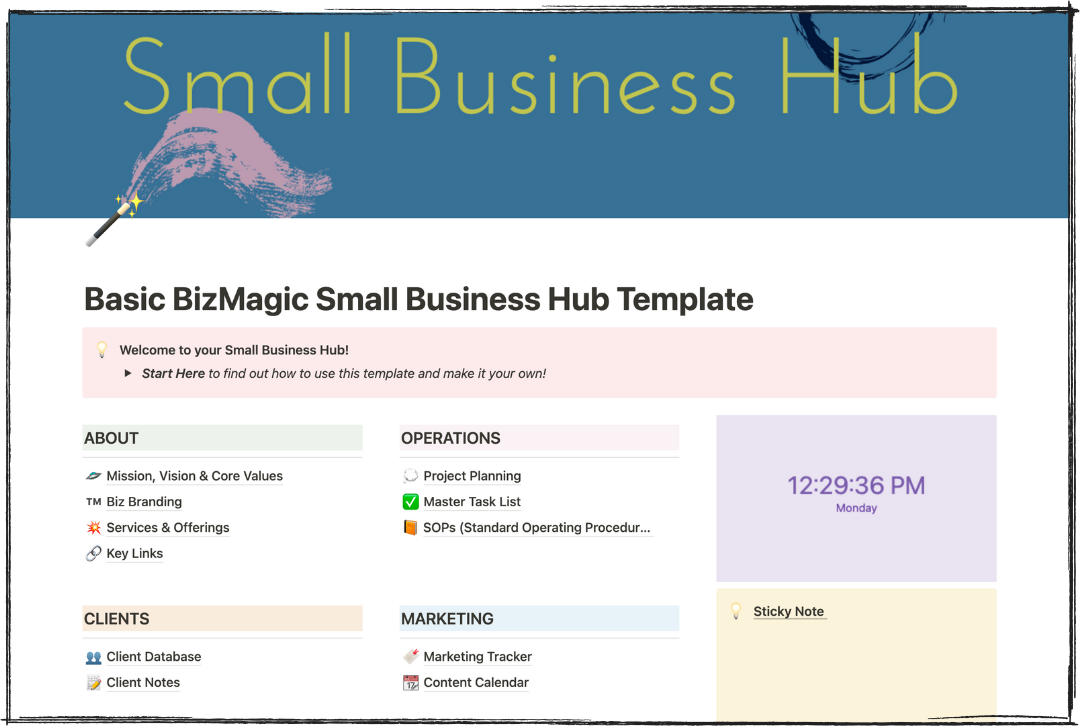 Basic BizMagic Small Business Hub Notion Template.png